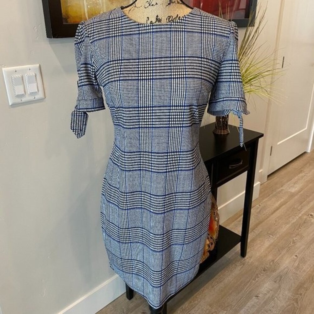 NWT WOMENS DRESS BY INSPIRED HEARTS BLUE BLACK & WHITE PLAID SIZE LARGE - Picture 6 of 14